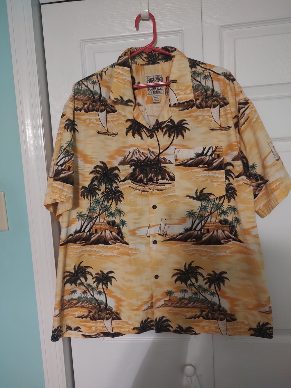 Steve & Barry's Yellow Palm Tree Hawaiian Camp Shirt Size XL